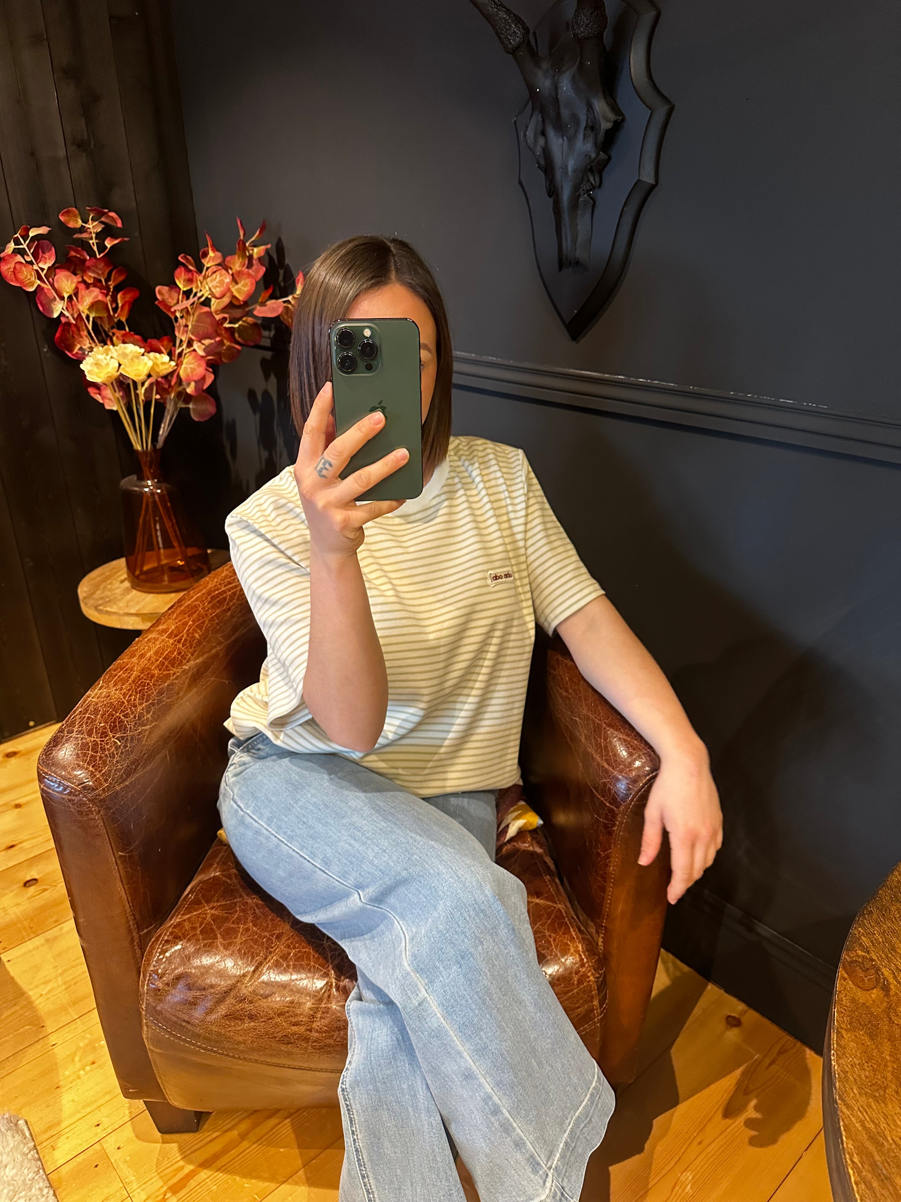 T-Shirt Marinière Crème & Vert